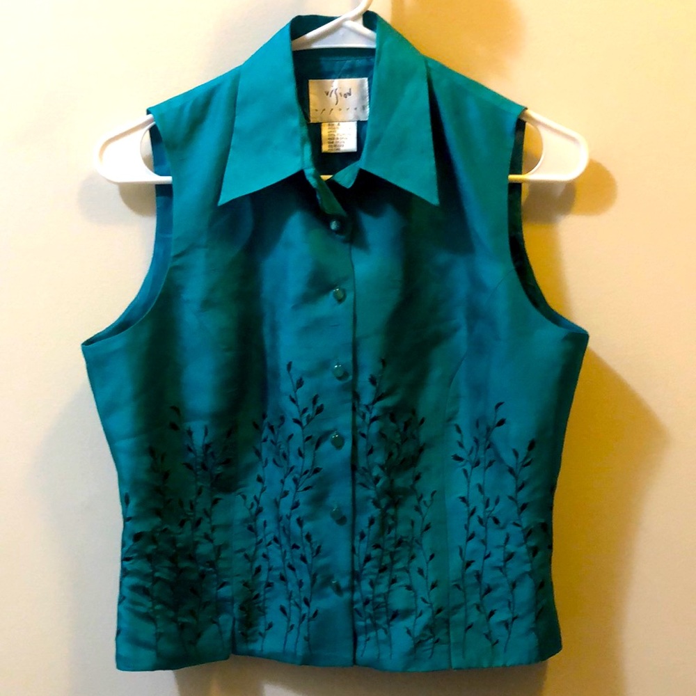 Iridescent button down tank top